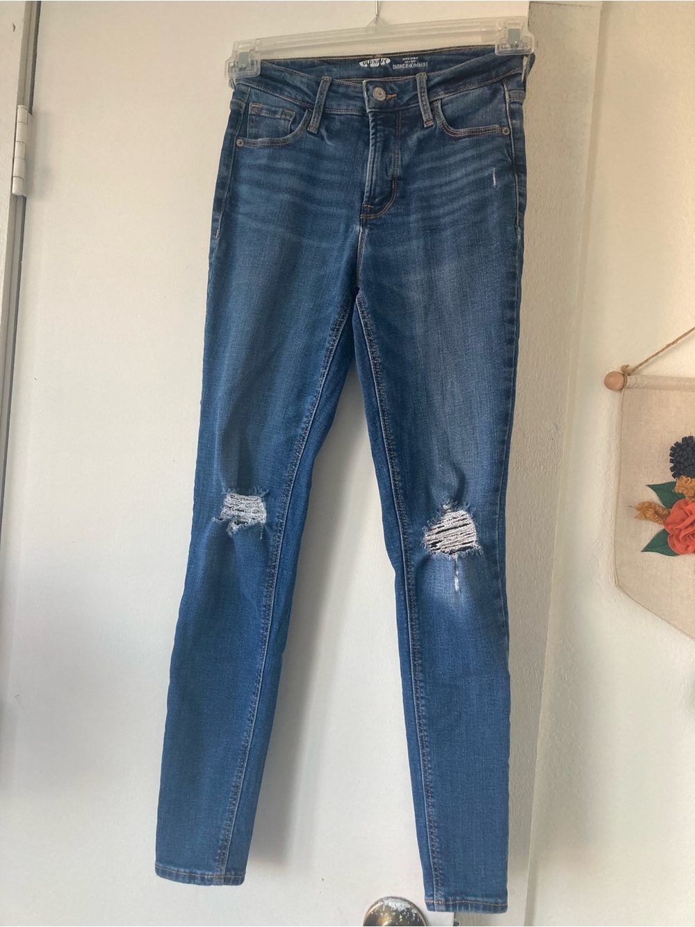Old Navy Medium Blue Distressed Skinny Jeans
